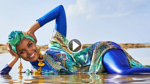 عارضة أزياء بالبوركيني على غلاف مجلة أمريكية شهيرة.. صور