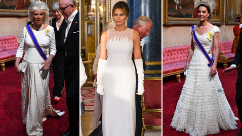صور: أزياء باللون الأبيض على المأدبة الملكية بقصر باكنغهام في بريطانيا