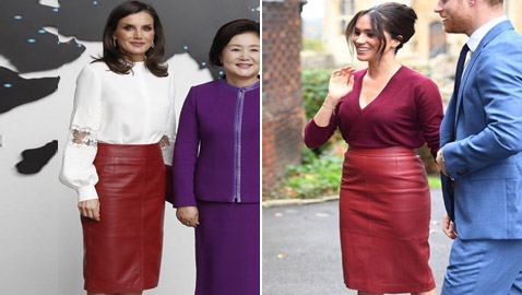 ميغان ماركل وملكة إسبانيا بالتنورة نفسها خلال 24 ساعة فقط.. كم سعرها؟