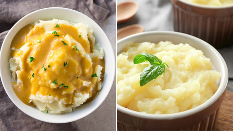إليكم طريقة تحضير البطاطس المهروسة بالحليب وبالجريفي صوص
