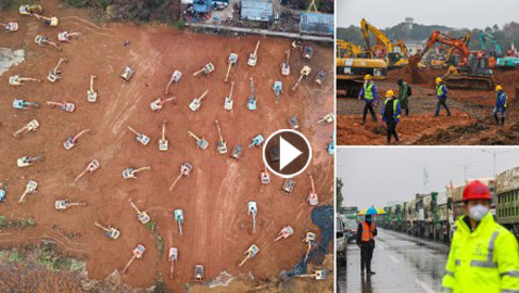 بالصور.. الصين تبني مستشفى في 10 أيام لمواجهة الفيروس