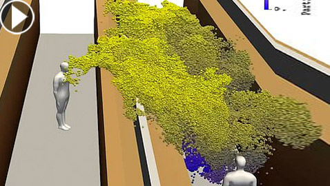 فيديو: كيف ينتشر رذاذ عطسة واحدة من أنف مصاب بكورونا في محل تجاري؟