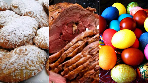 مأكولات عربية تقليدية لعيد الفصح: الخروف المحشي، المعمول والبيض الملون