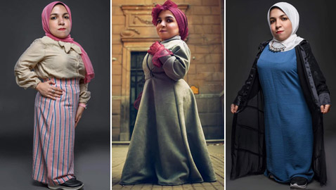 صور: أول عارضة أزياء مصرية قصيرة القامة تعرض تصاميمها المميزة